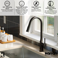 Karran KKF140 1-Handle Pull-Down Sprayer Kitchen Faucet, Matte Black