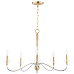 Maxim Lighting - Clarion 5-Light Chandelier, Polished Chrome/Satin Brass - Combination of contemporary Polished Chrome and a softer Satin Brass revitalizes a classic form. Glass bobeches complete the look creating an airy and simple chandelier group. Get that casual luxe look with minimalistic, transitional forms.