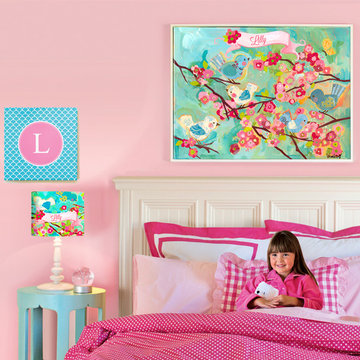 Cherry Blossom Birdies Wall Art for Girls Room