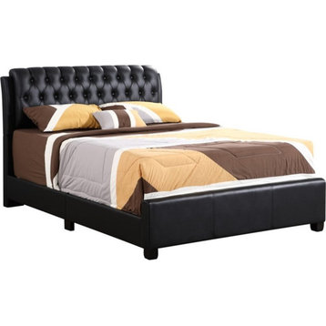 Bowery Hill Modern Faux Leather Upholstered King Bed in Black