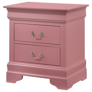 Louis Philippe 2-Drawer Pink Nightstand, 24 in. H X 22 in. W X 16 in. D