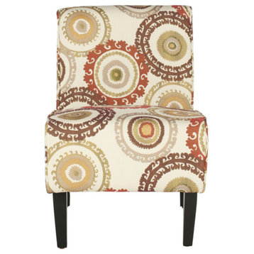 Karla Armless Club Chair, Beige/Brown/Orange