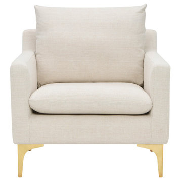 Anders Sand Single Seat Sofa Brushed Gold Legs