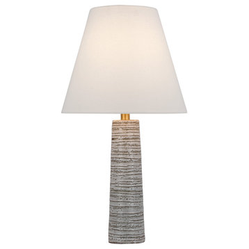 Gates Medium Column Table Lamp in Malt White Dust with Linen Shade