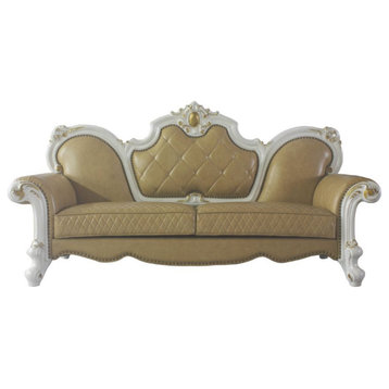 Ergode Sofa With 5 Pillows Antique Pearl and Butterscotch Pu