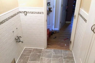 Bathroom - small gray tile and ceramic tile ceramic tile bathroom idea in Manchester