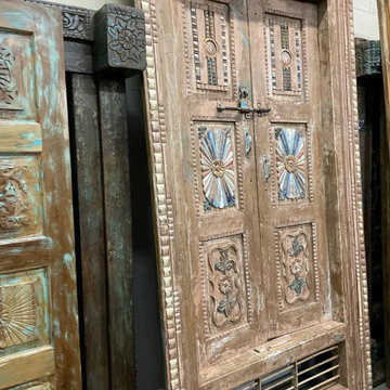 Rustic Carved Barn Doors