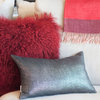 Genuine Mongolian Sheepskin Throw Pillow with Insert (16+ Colors), Red