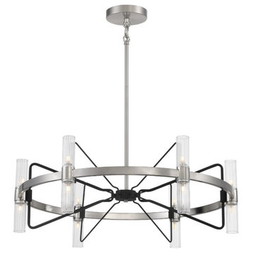 George Kovacs Mass Transit 12-Light Chandelier in Brushed Nickel with Sand Coa