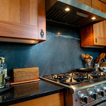 Black Pearl Granite w/ Full Height Soapstone Backsplash