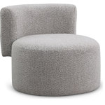 Meridian Furniture - Como Boucle Fabric Upholstered Accent Chair, Taupe - Give your home a new conversation piece with this Como Taupe boucle fabric accent chair. Its contemporary design is sure to catch eyes whenever you have visitors. Its round seat provides a comfortable place to sit, and a curved back allows you to settle back and relax. Its rich Taupe boucle fabric upholstery paired with a foam cushion makes this accent chair soft, and its wooden frame ensures that this chair will last for years to come.