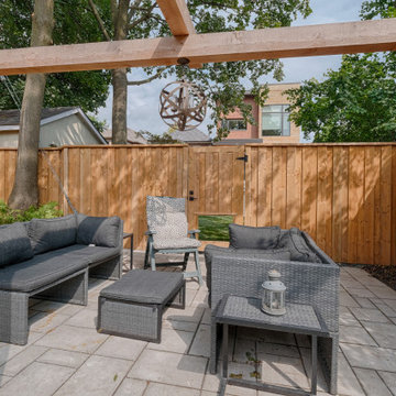 Eglinton Park - Wood Structure with Chandelier and Interlock Patio Seating Area
