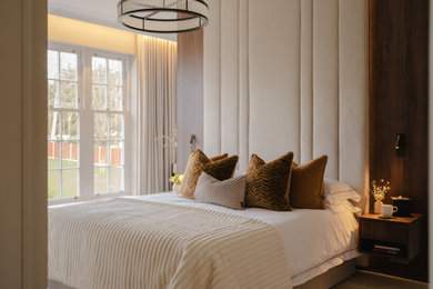 Inspiration for a modern master bedroom in London.