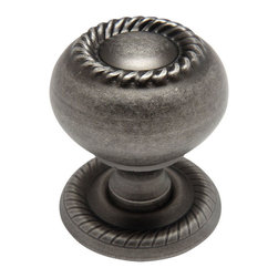 Cosmas - Cosmas 4040WN Weathered Nickel Cabinet Knob With Matching Backplate, Set of 5 - Cabinet And Drawer Knobs
