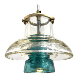 Railroadware - Pyrex Insulator Lantern Pendant Clear Blue - Pendant Lighting