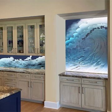 Etched Glass Wave Back Splash