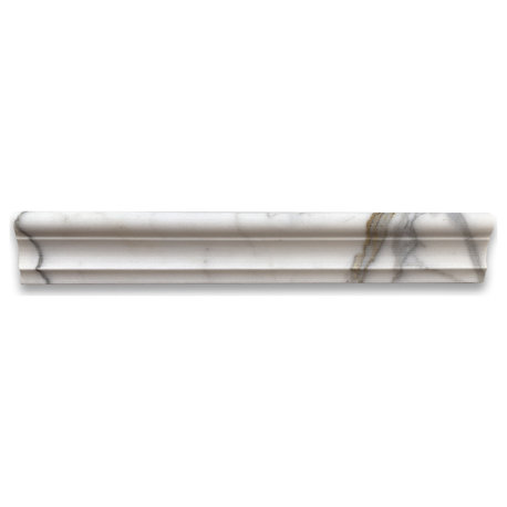 Calacatta Gold Calcutta Marble 2x12 Chair Rail Trim Molding Honed, 1 piece