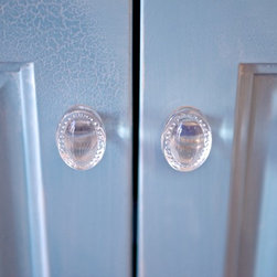 Blue w/ White Glaze Corner China Cabinets - China Cabinets And Hutches