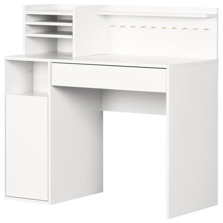 Crea Craft Table with Hutch-Pure White-South Shore