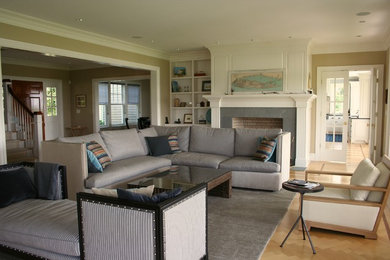 Living room - coastal living room idea in New York