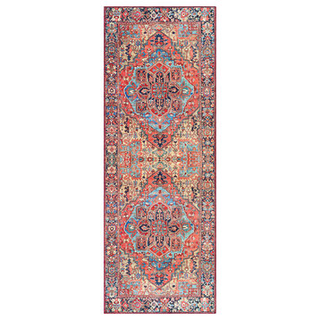 Iris IRS-2310 Traditional Red/Blue 2'6"x7'6" Area Rug