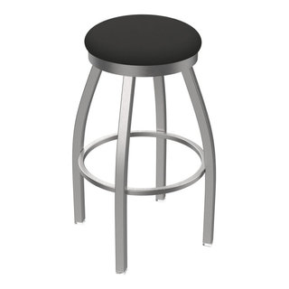 Holland Bar Stool 30 Black Wrinkle Xavier Swivel Bar Stool with Chrome Accent Ring