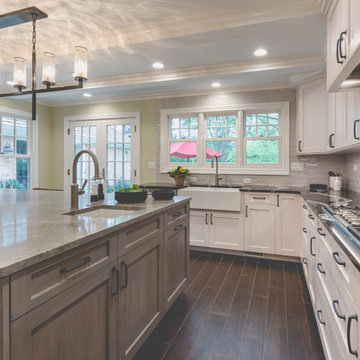 Lake Forest Gray and White Stained Cabinet Kitchen