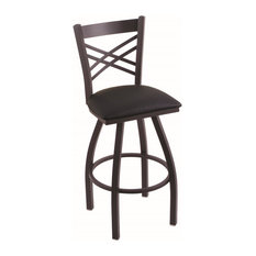 Holland Bar Stool Company - 820 Catalina 25" Counter Stool, Black Wrinkle, Black Vinyl Seat, 360 swivel - Bar Stools and Counter Stools