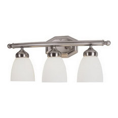 Brushed Nickel And White Frosted Glass Energy Star 3 Light LED Bath Wall