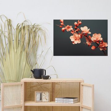 Posters for Your Bedroom: Blossom's Blush Coral Flowers Photorealism Painting