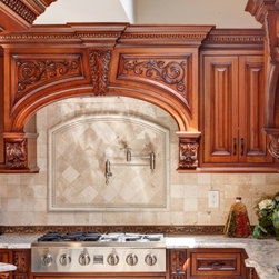 Elegant Brown Kitchen Hand Carving Hood - Products