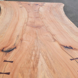 Live Edge Sycamore Dining Table with Trestle Base - Dining Tables
