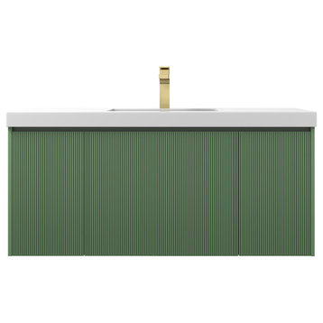 Floating Bath Vanity, Wall Mounted Vanity, Green, 48" W/ Single Sink