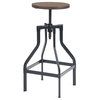 Conley Industrial Metal 30" Bar Stool with Elm Wood in Cocoa Brown