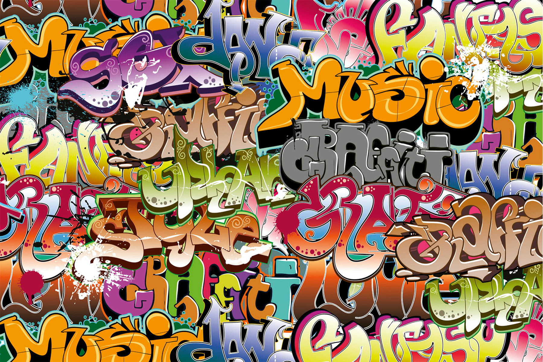 Graffiti Art Wall Mural Contemporary Wallpaper by Brewster Home — free download