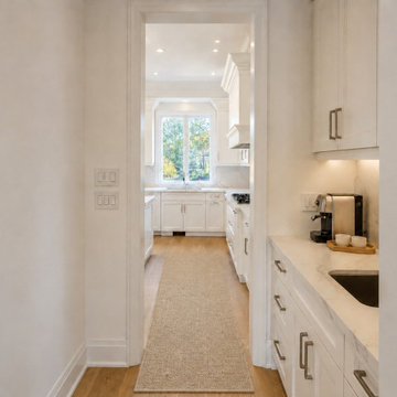 Transitional Butler’s Pantry with Built-In Coffee Station