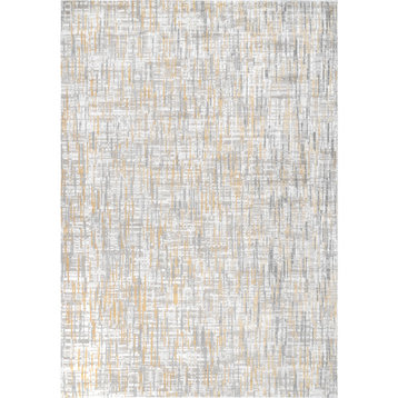 nuLOOM Emersyn Textured Abstract Crosshatch Vintage Area Rug, Gold 5'x8'