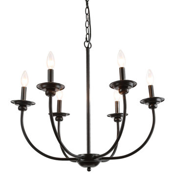 LNC Pastry 6-Light Modern Matte Black Candle-Style Chandelier for Living Room
