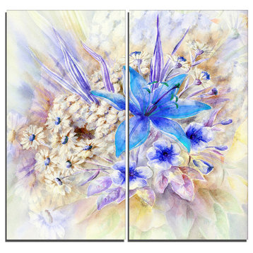 "Flowers and Leaves" Watercolor Canvas Print