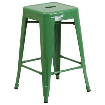 Bowery Hill 24" Metal Backless Counter Stool in Green