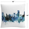 Michael Tompsett 'Boston Massachusetts Blue Teal Skyline' Decorative Pillow