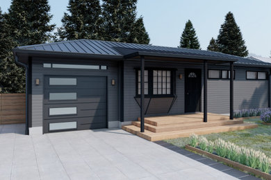 Example of a mid-sized minimalist exterior home design in Seattle