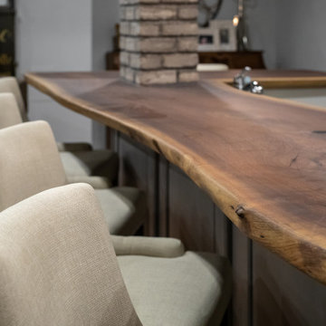 Dark Ceiling with Live Edge Basement Bar