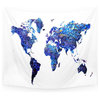 World Map Blue Purple Wall Hanging Tapestry - Small: 51  x 60