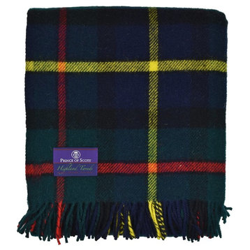 Prince of Scots Highland Tweed Pure New Wool Fluffy Throw, Hunting McLeod