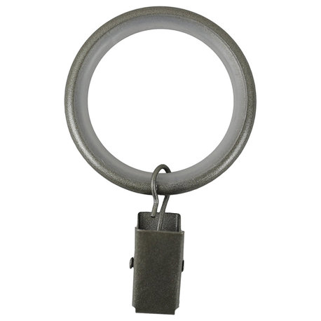 Curtain Rings With Clips, 1.5", Pewter, Set of 16