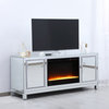 Elegant Decor Modern 60" Mirrored Crystal Fireplace TV Stand in Antique Silver
