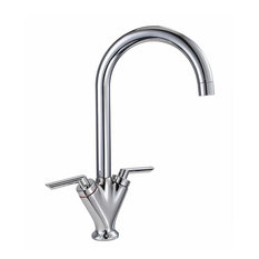Kitchen Sink Mixer Tap in Solid Brass With Swivel Spout, Contemporary Style