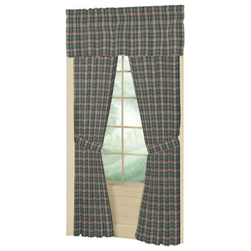 Green and Muddy Red Plaid Window Curtain 40X80 Pl;10" Lp