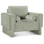 Meridian Furniture - Madeline Chenille Fabric Upholstered Chair, Mint, Chair - Refresh your living space with this Madeline chenille fabric living room chair. It's upholstered in rich mint chenille fabric with plush padding and bolster pillows that complete the look while supporting your body while you relax and unwind. The chair's modish design ensures it seamlessly complements any decor and fits well with other items in the Madeline collection. Whether you're entertaining guests or unwinding with a book, this chair provides both coziness and sophistication.